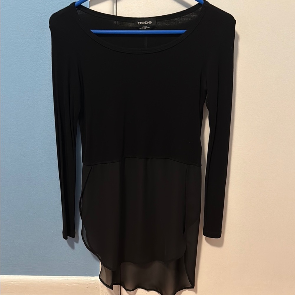 Bebe Black Long Sleeve Women's Top